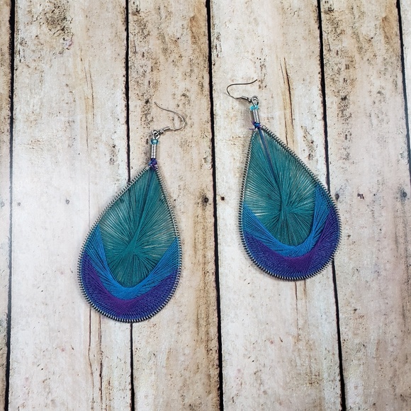 String Wrapped Statement Earrings - Picture 7 of 7